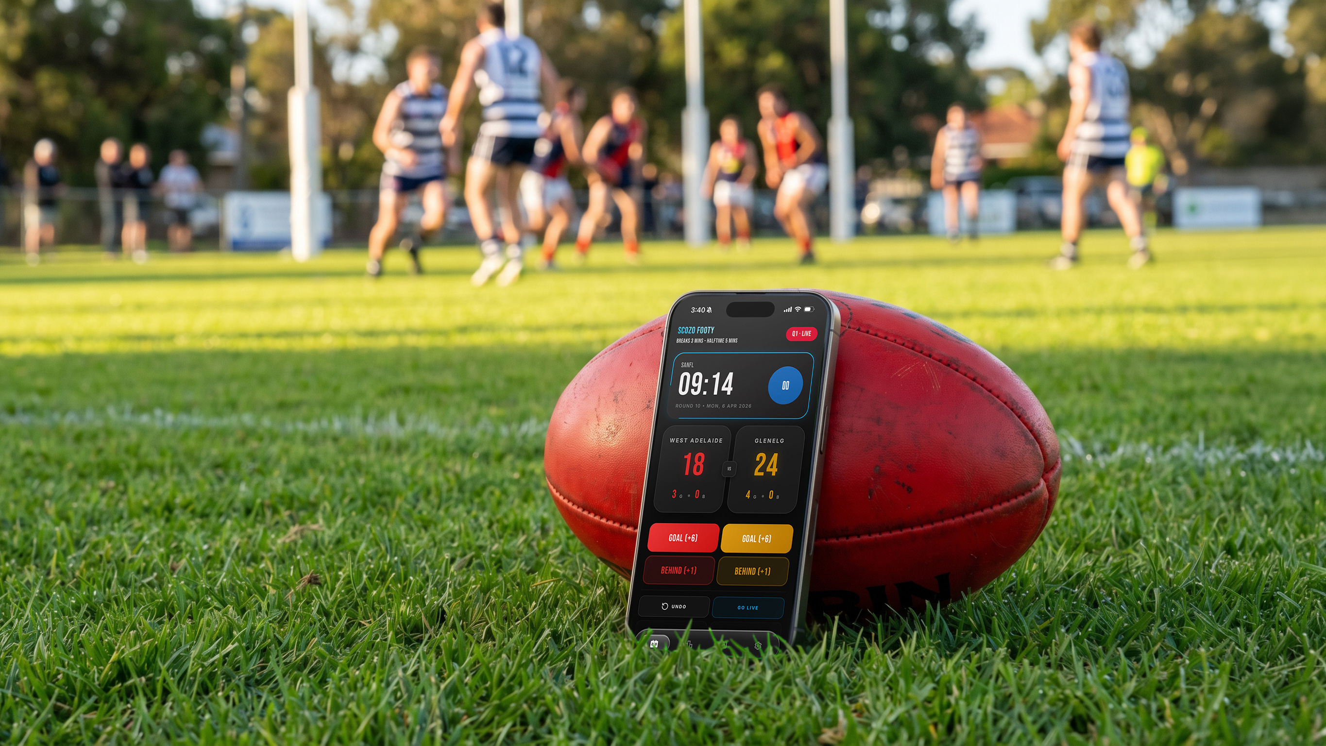 ScoZo Footy app — live Aussie rules football score tracking on iPhone