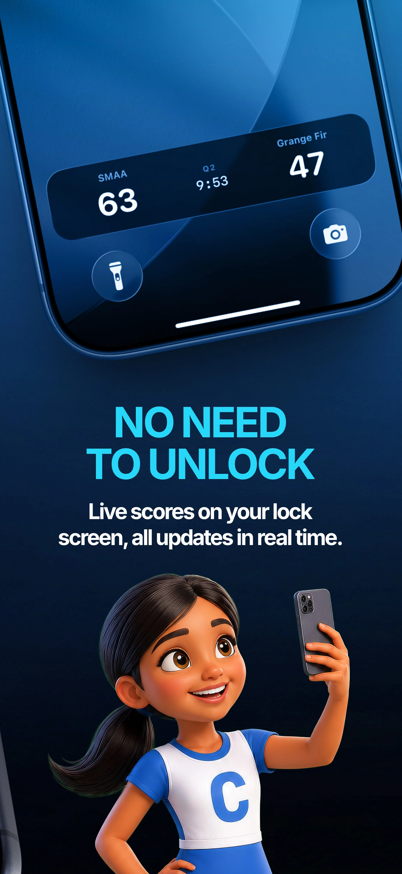 ScoZo netball live score displayed on iPhone lock screen via iOS Live Activity