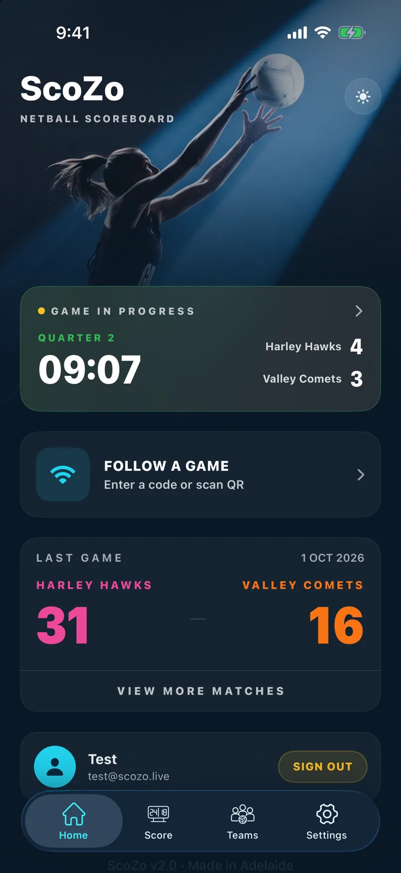 Home — Game in Progress card