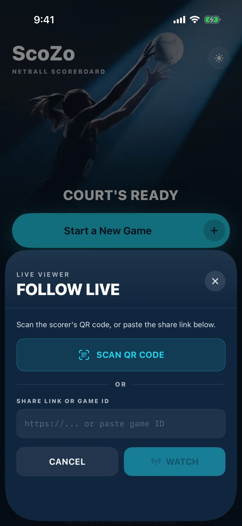 Follow a Game — enter code or scan QR