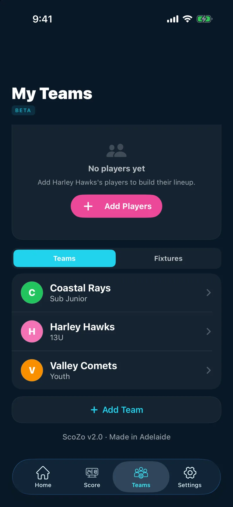 My Teams list